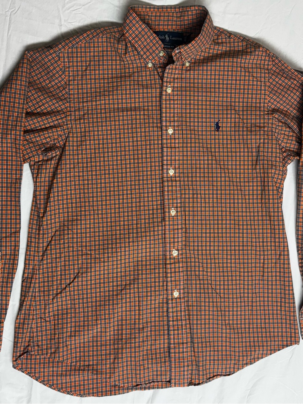 Ralph Lauren Orange & Navy Check Button-Down Shirt